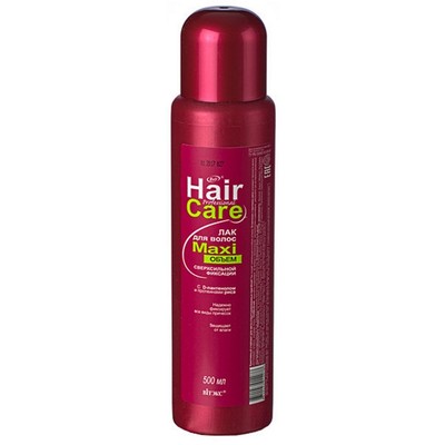 Витэкс Hair Care ЛАК для волос МАXIобъём сверхсильной фиксации с D-пантенолом и протеинами риса 500мл