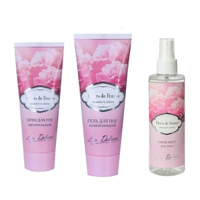 Liv Delano Fleurs De France * Набор Нежность пиона (крем для рук+гель для ног+спрей для тела)