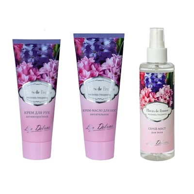 Liv Delano Fleurs De France * Набор Роскошь гиацинта (крем для рук+крем для ног+спрей для тела)