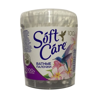 РОМАКС  Ватные Палочки Soft Care 100шт стакан круглый