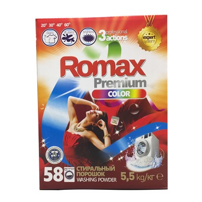 РОМАКС Romax Стиральный порошок Premium Color 5,5кг короб