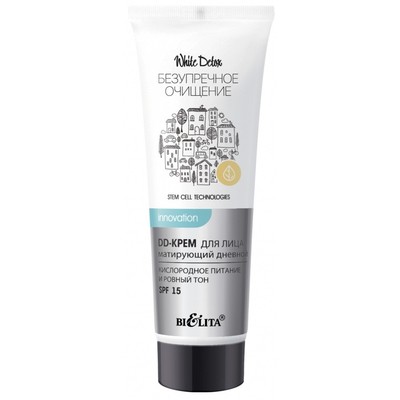 Белита Безупречное очищение White Detox DD-Крем для лица дневной SPF 15 матирующий КИСЛОРОДНОЕ ПИТАНИЕ И РОВНЫЙ ТОН 30мл