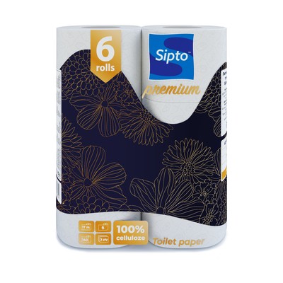 СИПТО Сипто *Sipto PREMIUM Бумага туалетная 3хслойная 140листов 1х6рулонов белая