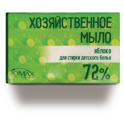РОМАКС  Мыло хоз. 72% флоупак для стирки детского белья Яблоко 200г