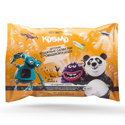 Витэкс KOSMO KIDS  Салфетки влажные детские С РОМАШКОЙ и АЛОЭ 15шт