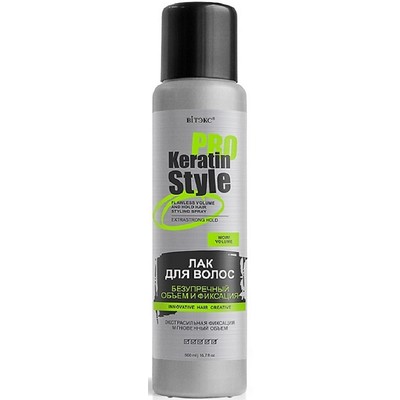 Витэкс KERATIN PRO Style Лак для волос БЕЗУПРЕЧНЫЙ ОБЪЕМ И ФИКСАЦИЯ  500 мл (сменный блок без распылителя)