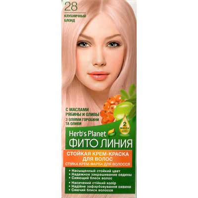 Фито линия Herb's Planet Фито линия Крем-краска Herbs Planet стойкая для волос тон 28 Клубничный блонд