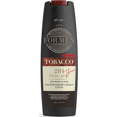 Витэкс For MEN  TOBACCO Гель-душ для волос и тела с феромонами 2в1 Благородный сандал Табак 400мл