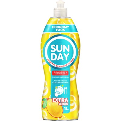 Сонца Sunday Средство для мытья посуды Экстра Лимон парфюмированное 1л