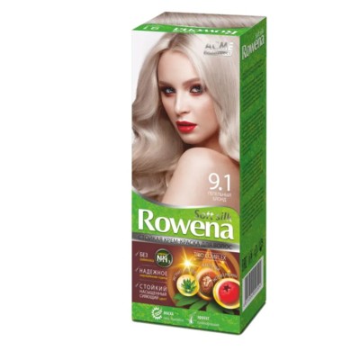 Рябина Rowena Soft Silk Стойкая крем-краска для волос тон 9.1 пепельный блондин