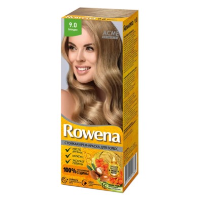 Рябина Rowena Крем-краска стойкая для волос 9.0 Блондин